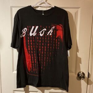 NWT Bush Black Graphic Tour Tee with Red Binary Print